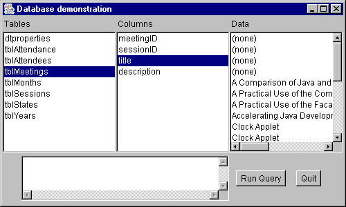 Database Demonstration Window